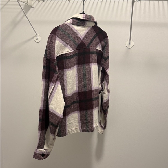 ZARA Womens Plaid Shacket in Cream/Purple￨Size Medium - Picture 10 of 12